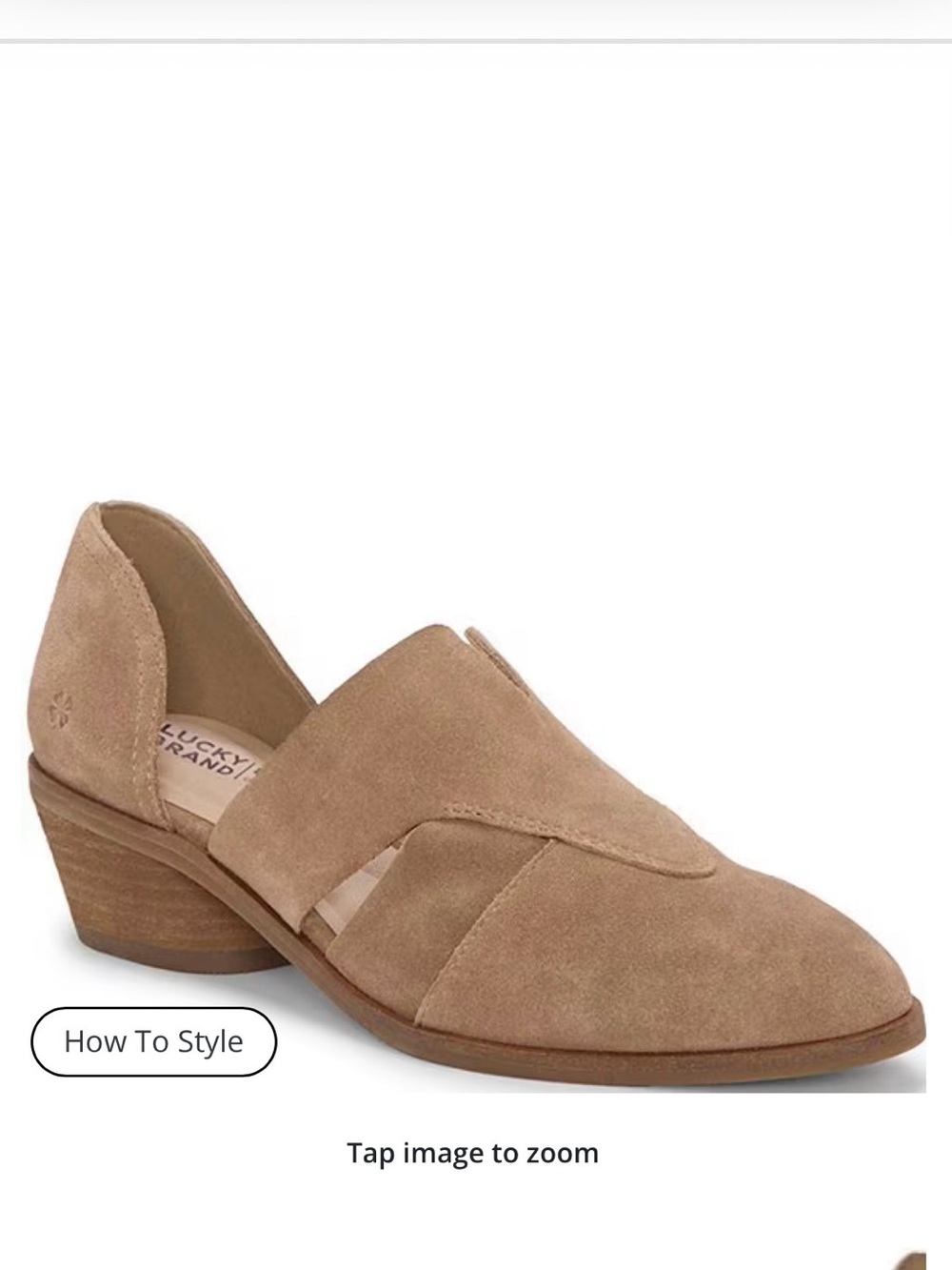 Lucky Brand Tan Suede Cutout Low Heel Mule